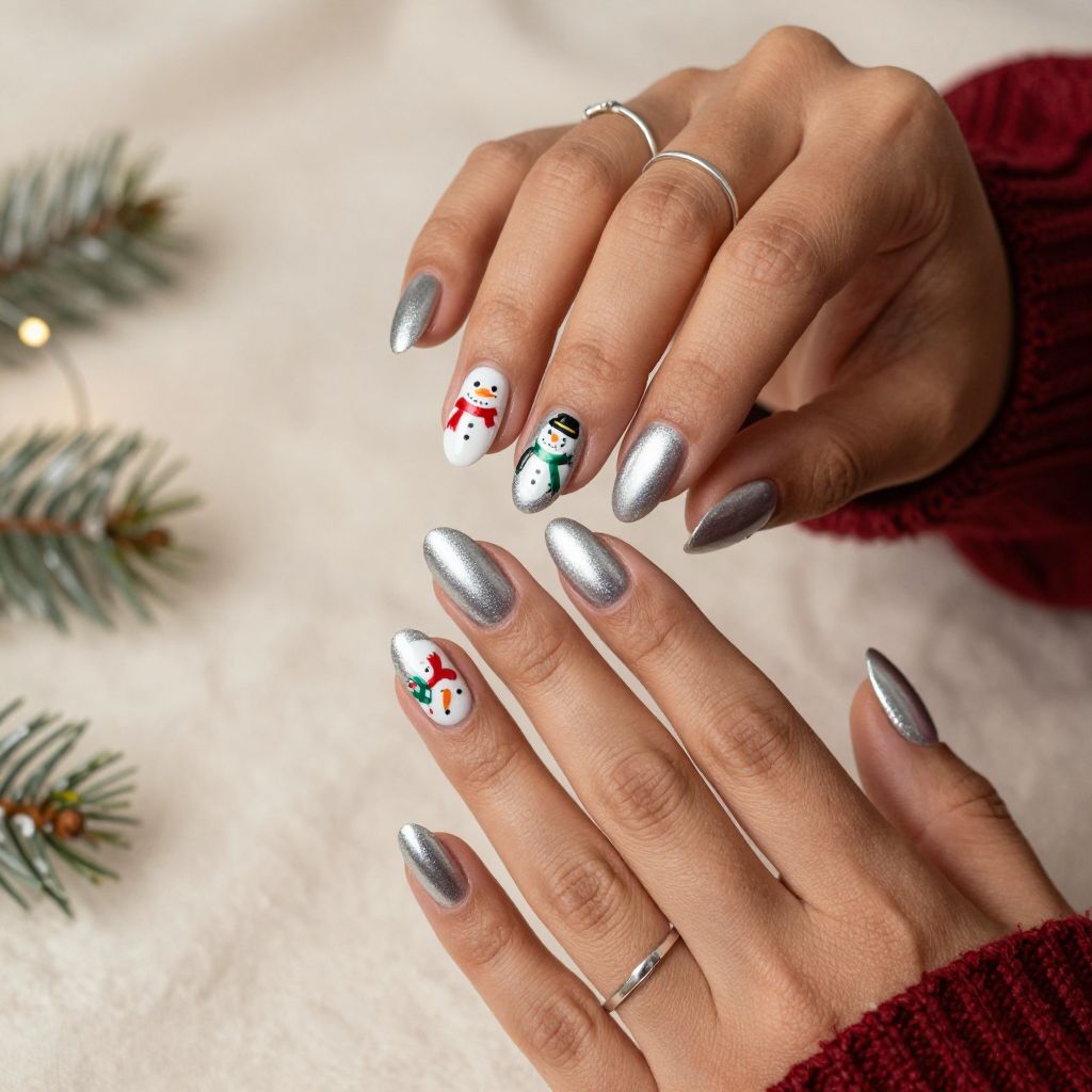 Metallic Silver Snowman Fun