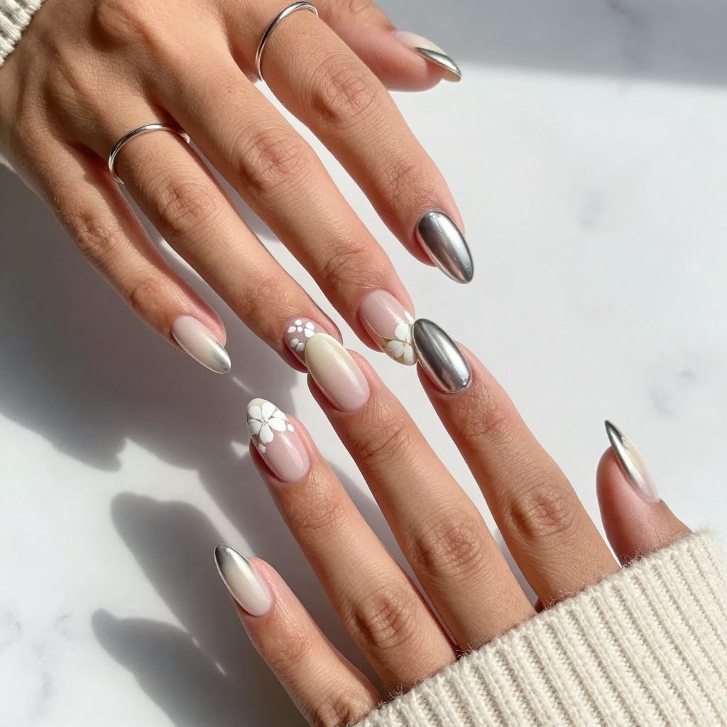 Chrome Tips with Floral Accents