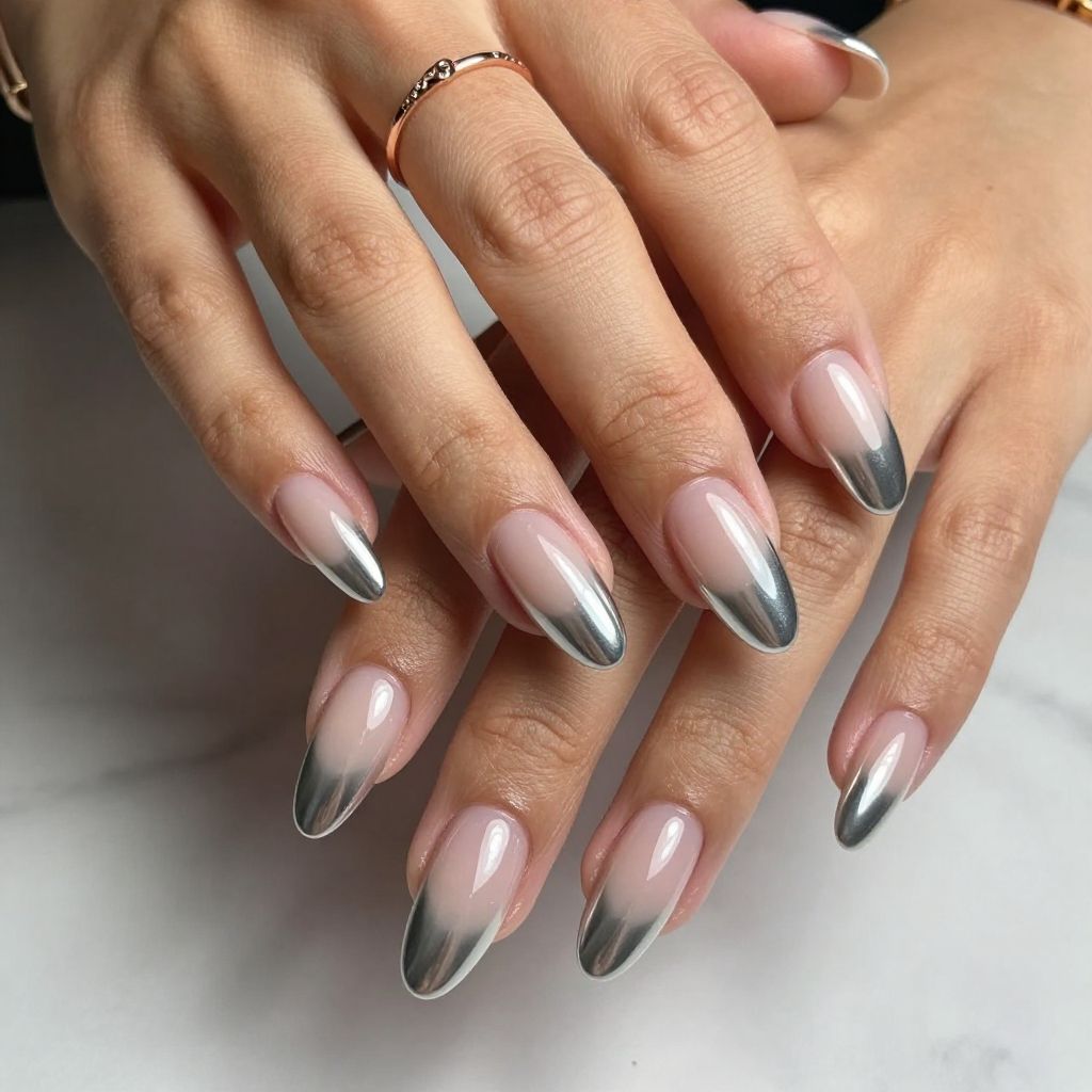 Gradient Chrome French Tips