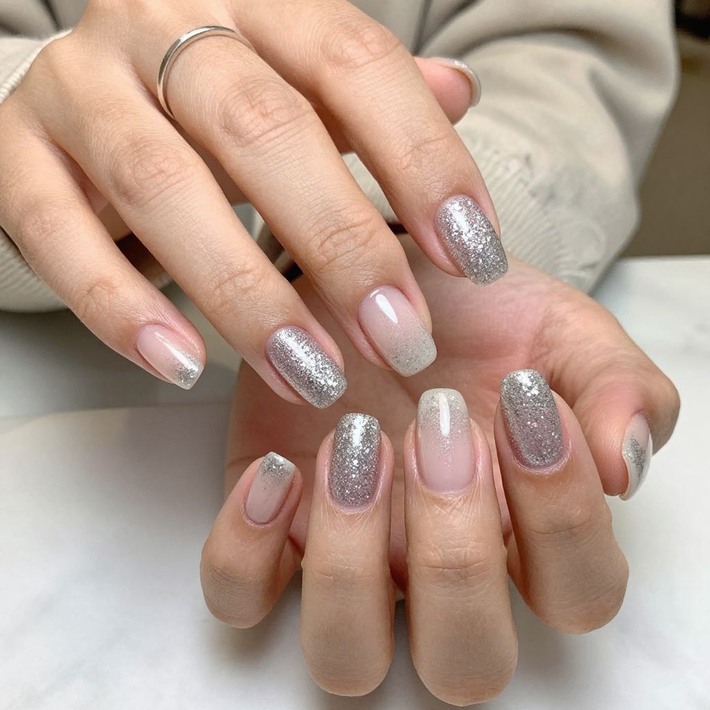 Glitter Chrome French Tips