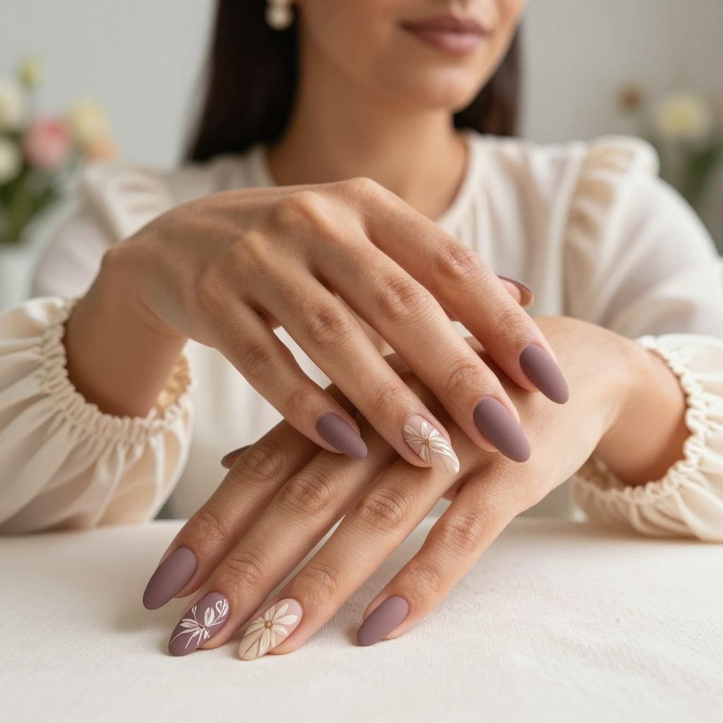 Elegant Mauve with Matte Floral Accents