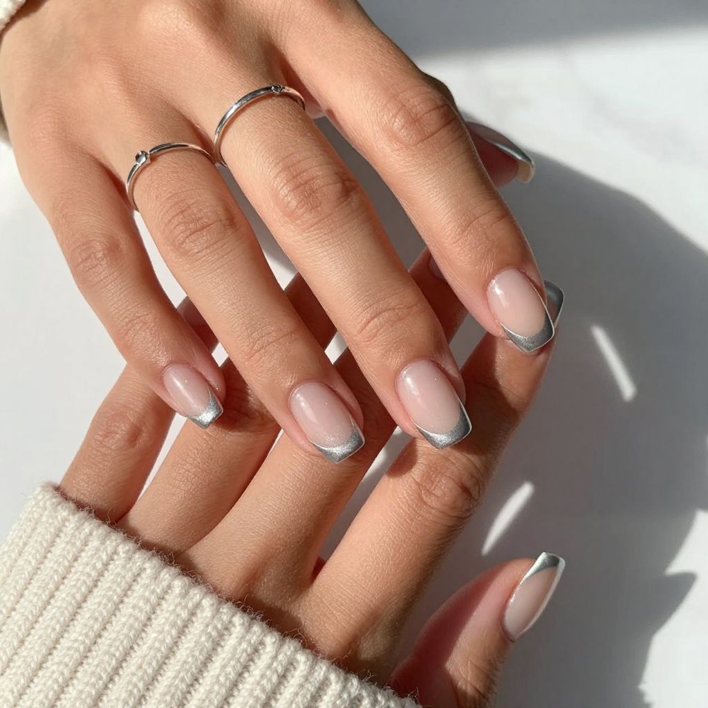 Icy Silver French Tips