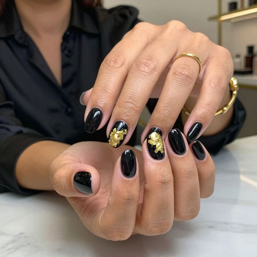 Sleek Black Gloss with Gold Accents