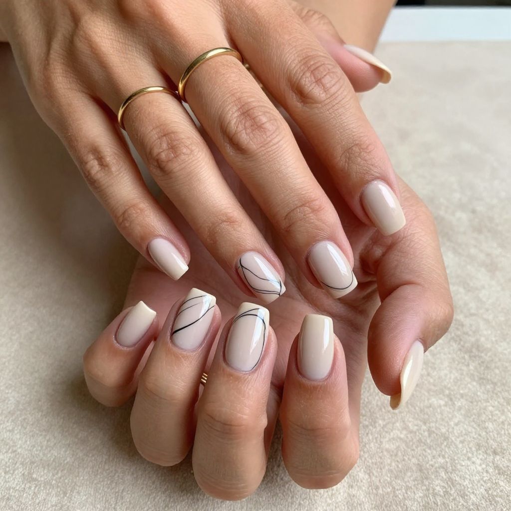 Neutral Nude with Abstract Lines