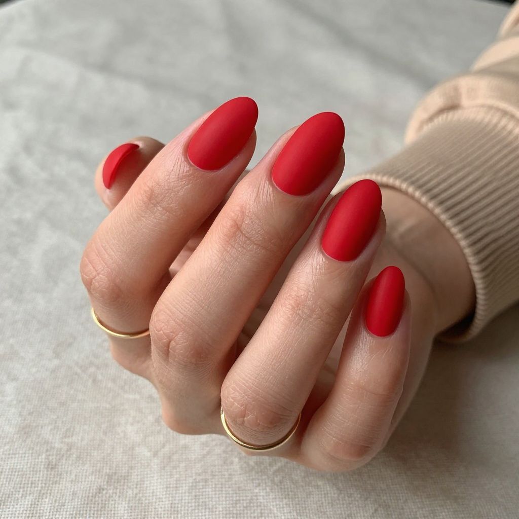 Classic Red Oval with Matte Top Coat