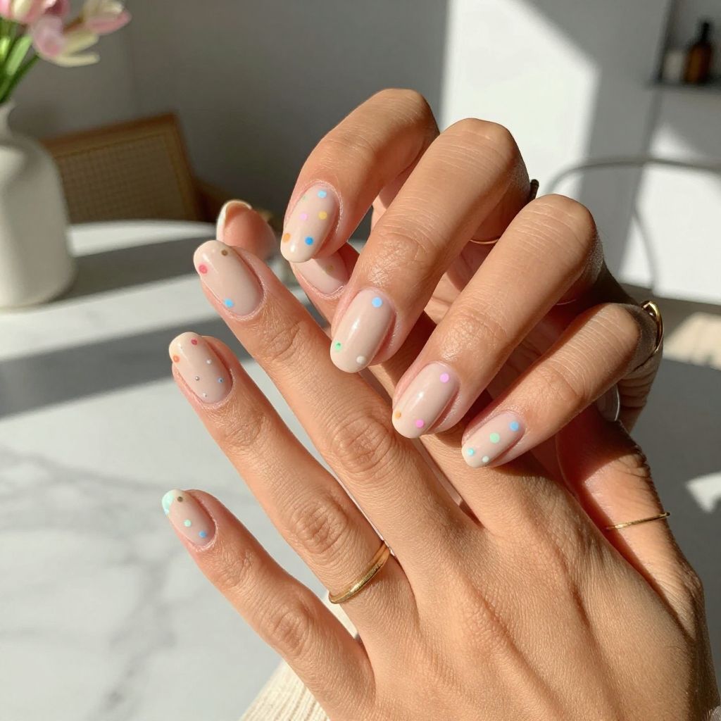 Nude Base With Tiny Color Dots