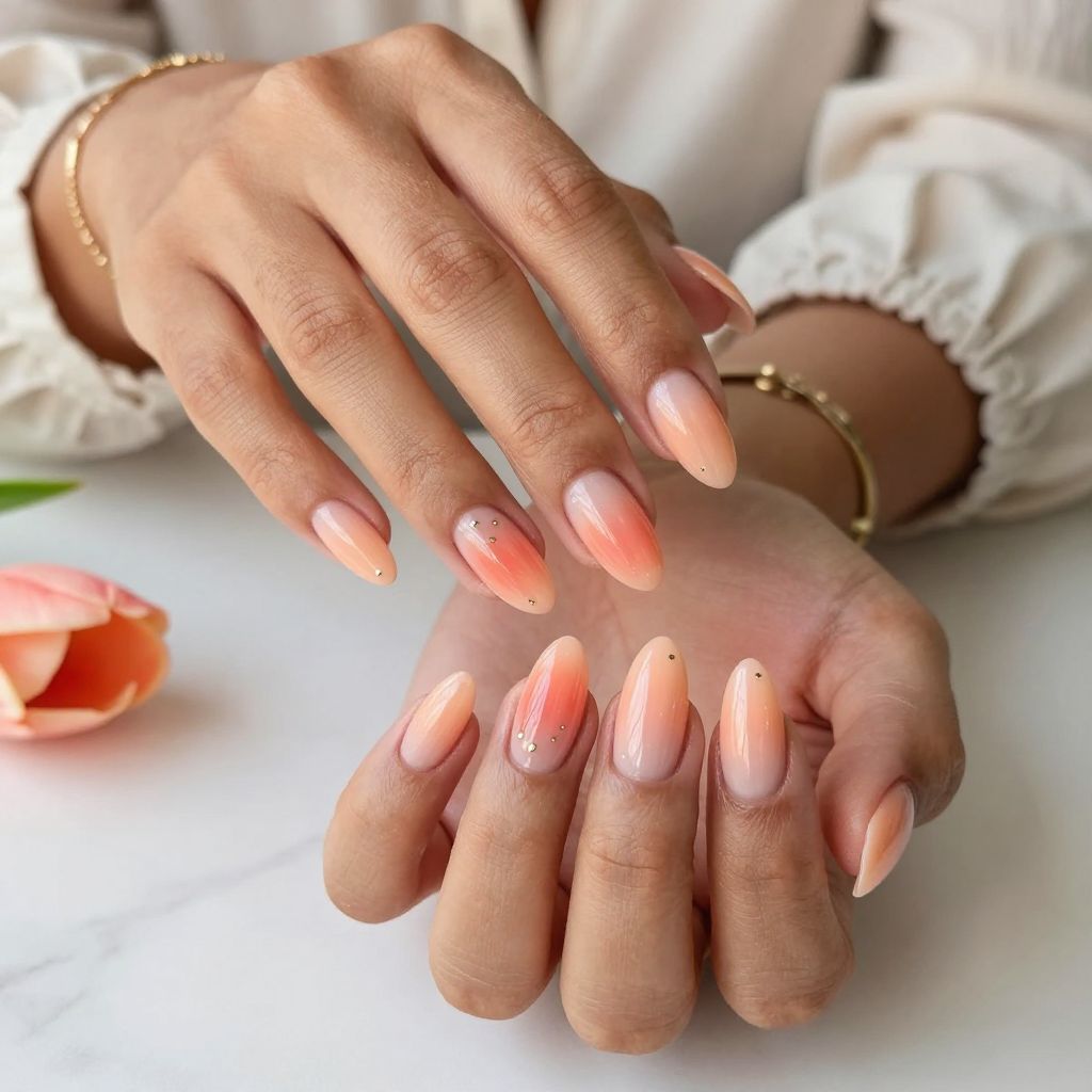 Peach Sorbet Aura Nails