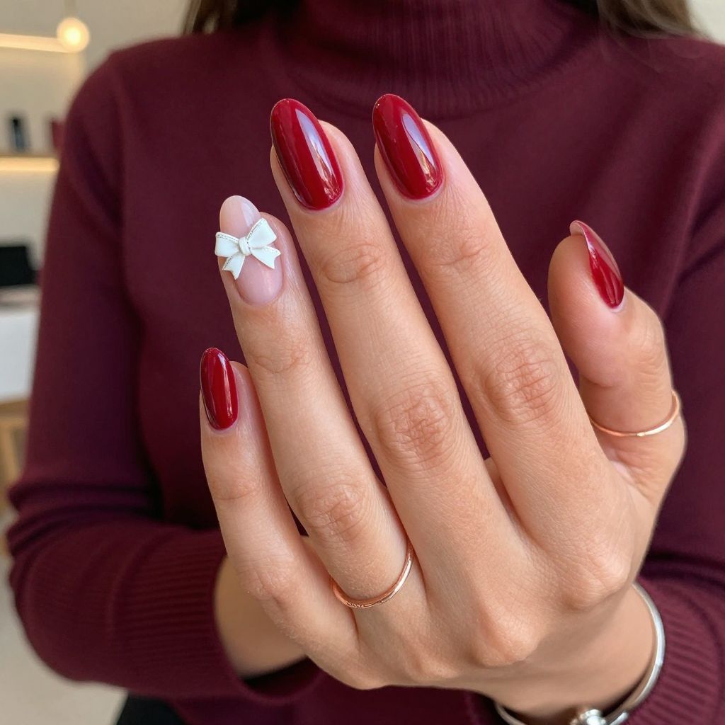 Berry Red With Tiny Bow Accent