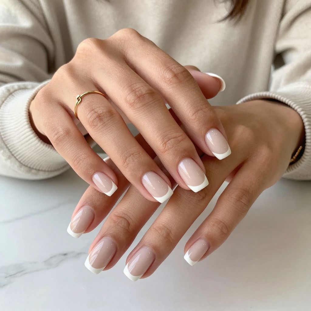 Minimalist Nude with Thin White Tips