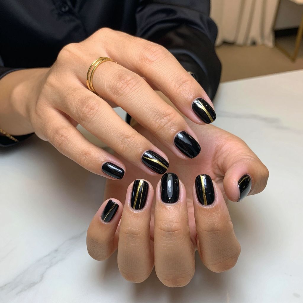 Chic Black with Gold Striping