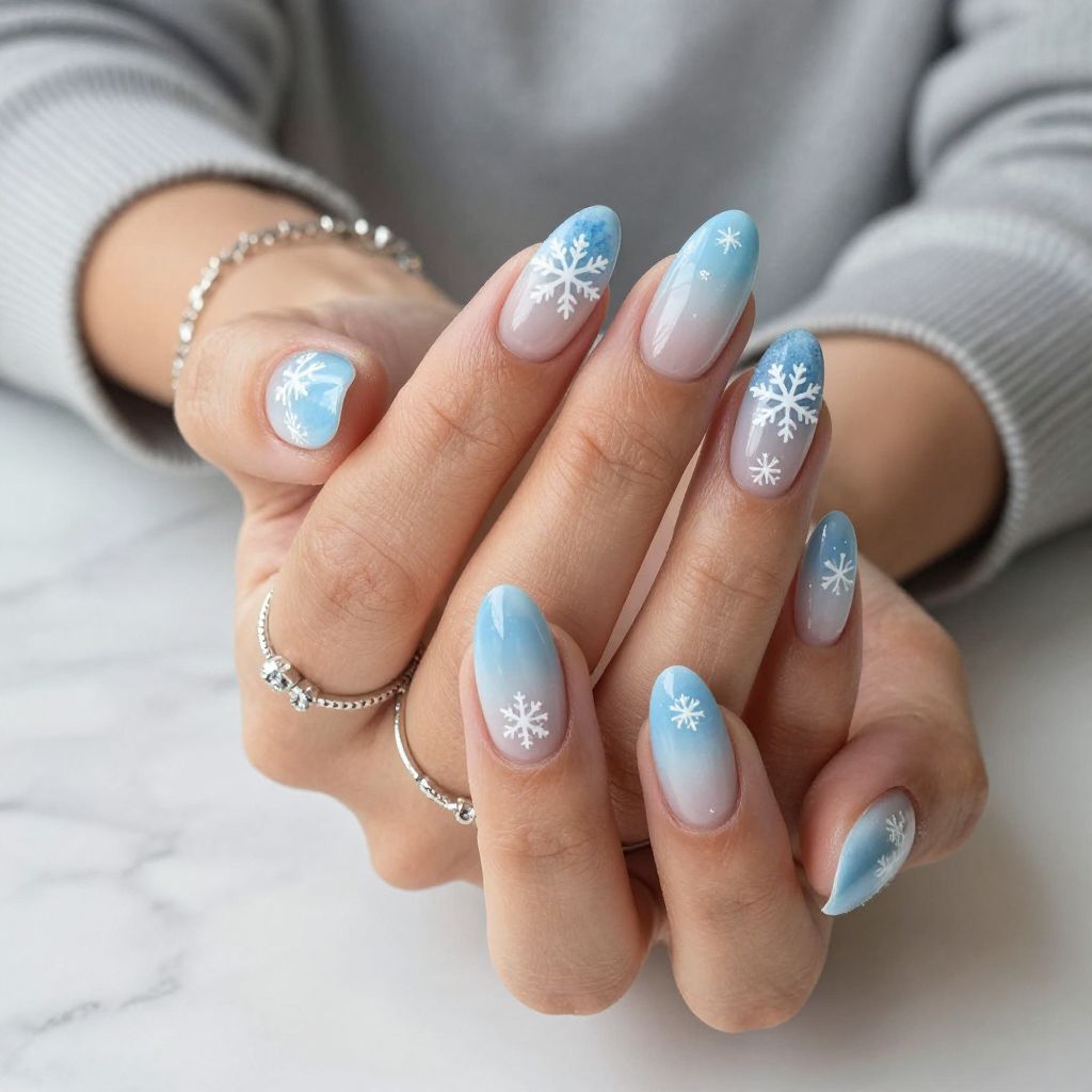Elsa’s Winter Blues nails