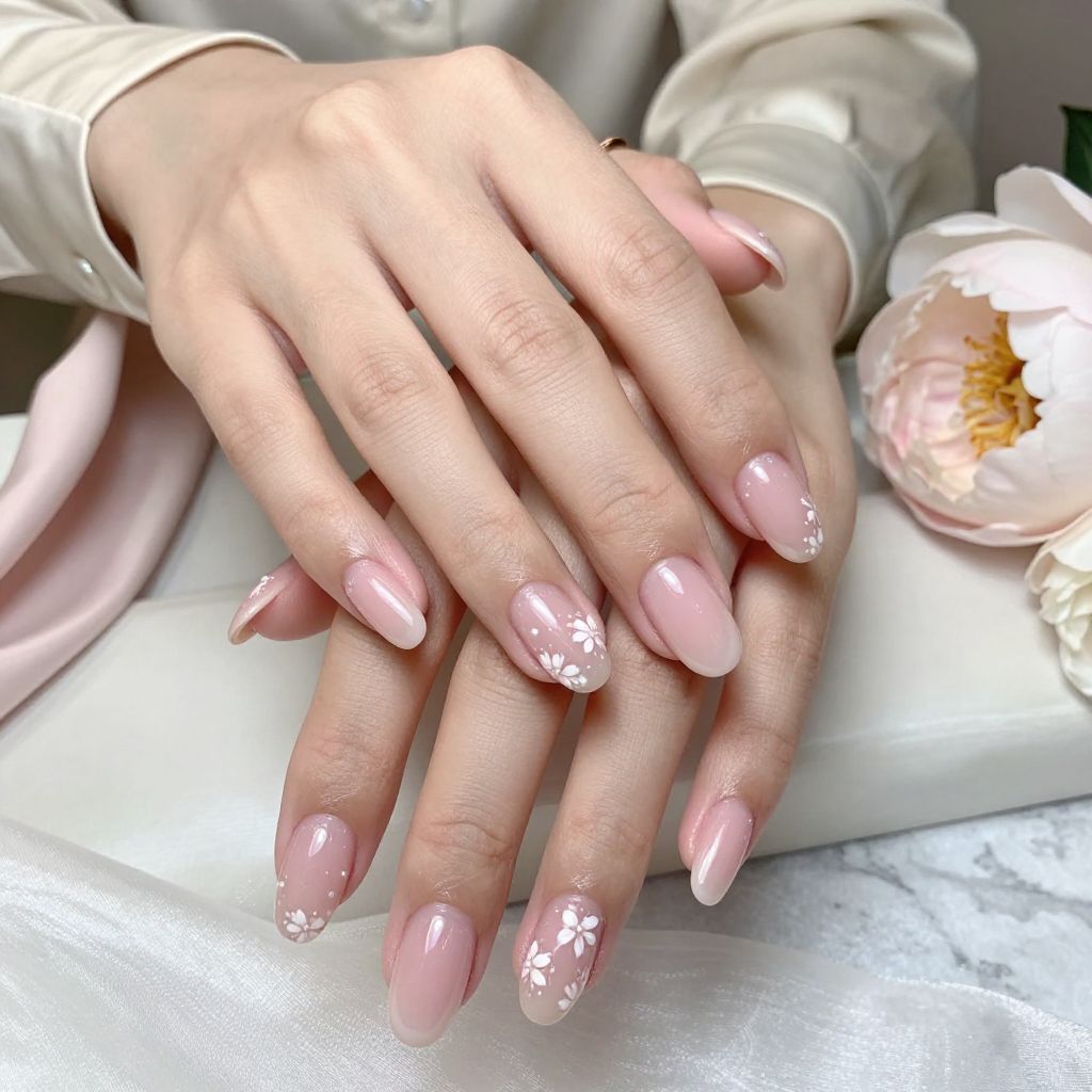 Glossy Pink Petal Duck Nails