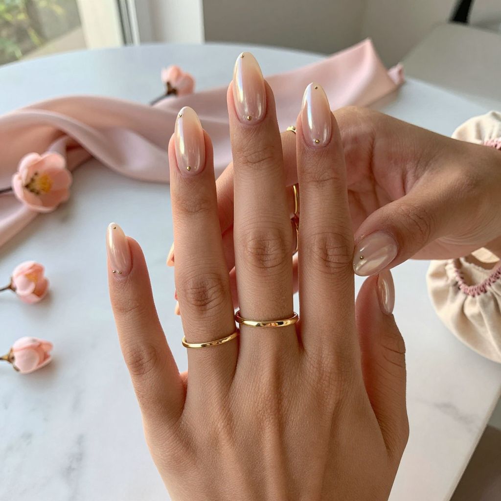Peach Pearl Duck Nails