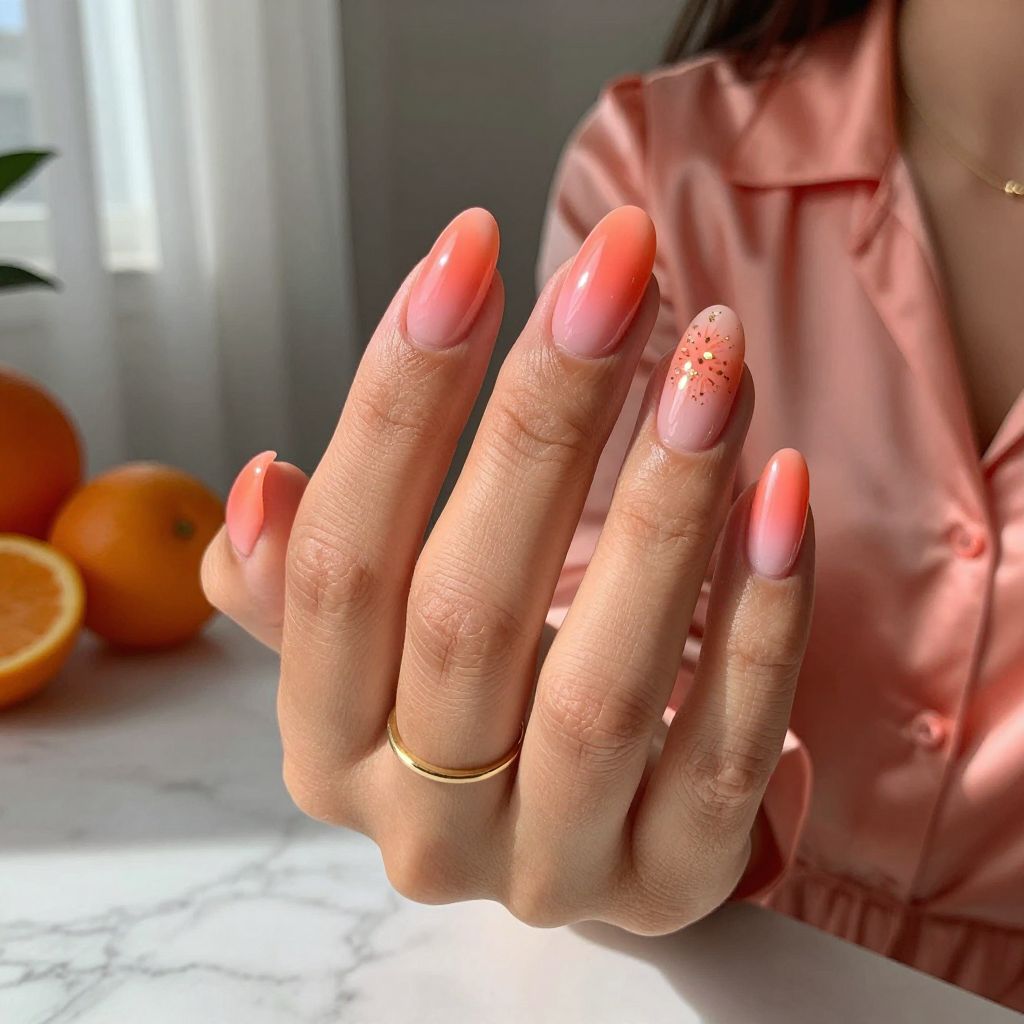 Sunset Coral Duck Nails