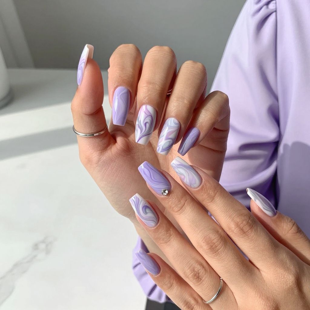 Lavender Marble Duck Nails