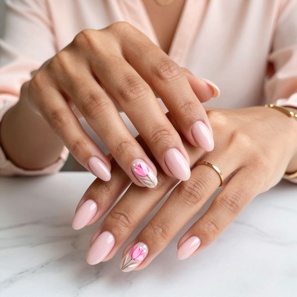 Soft Pink Tulips with Dot Accents
