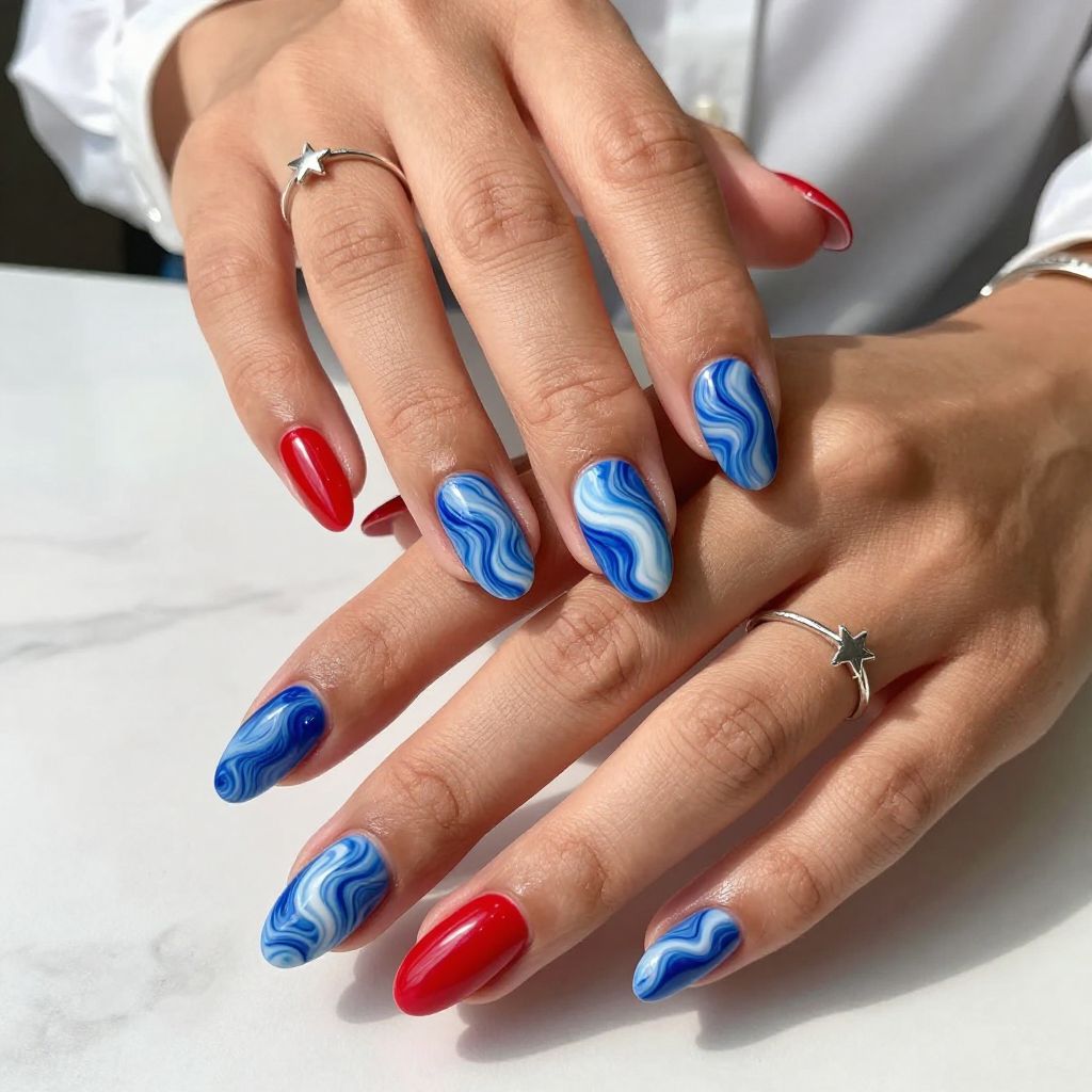 Blue Marble With Red Accents