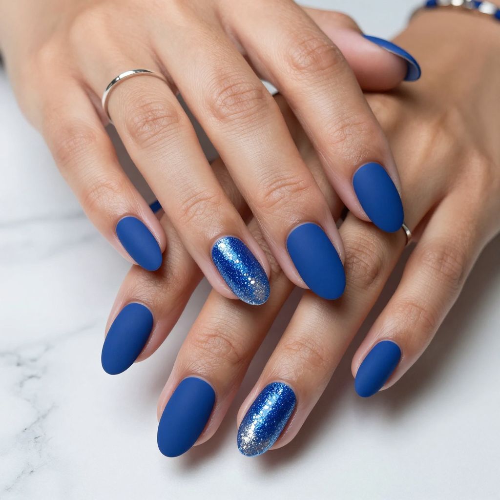 Glitter Gradient Over Matte Blue