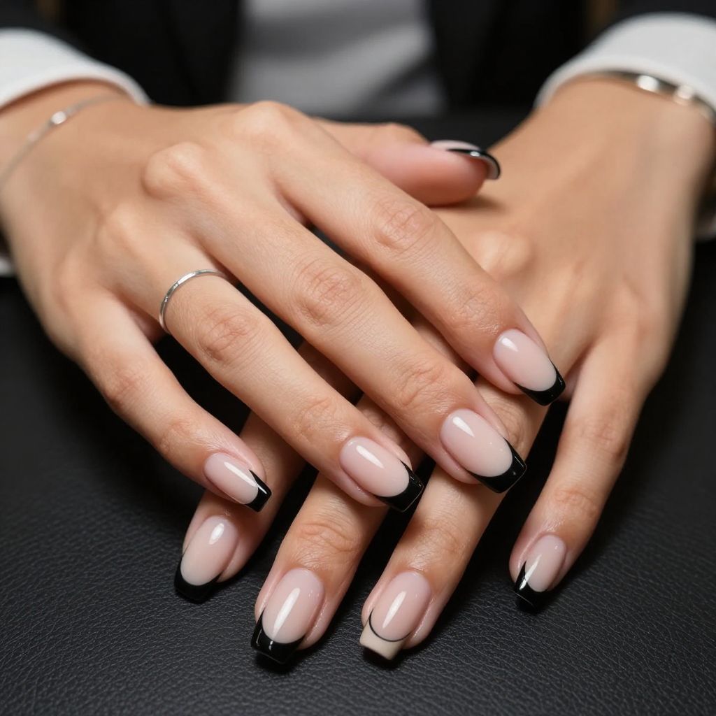 Soft Black and Nude French