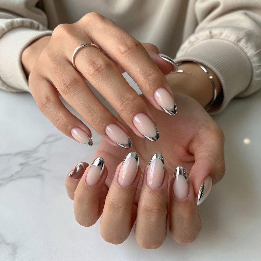 Chrome French Nails