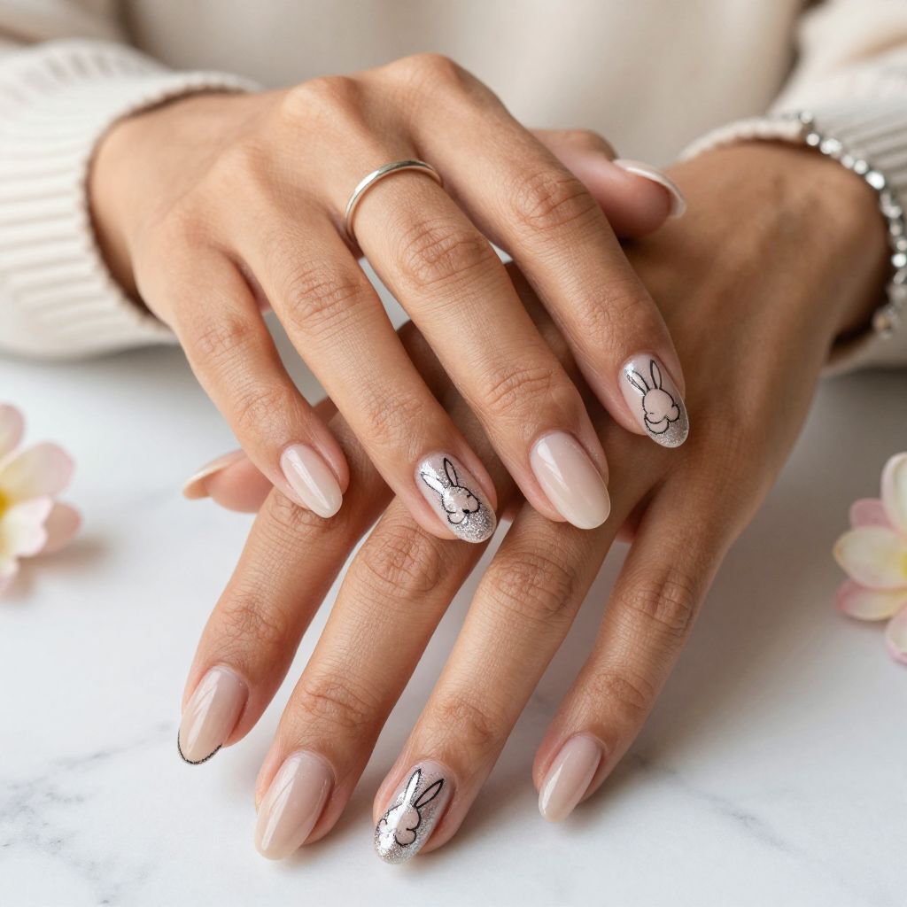 Glitter Bunny Eyes Nails