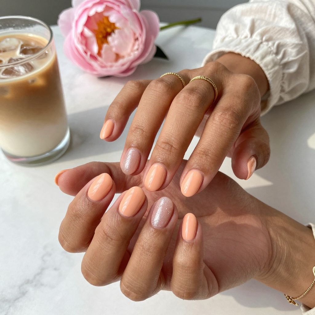 Soft Peach Oval Nails