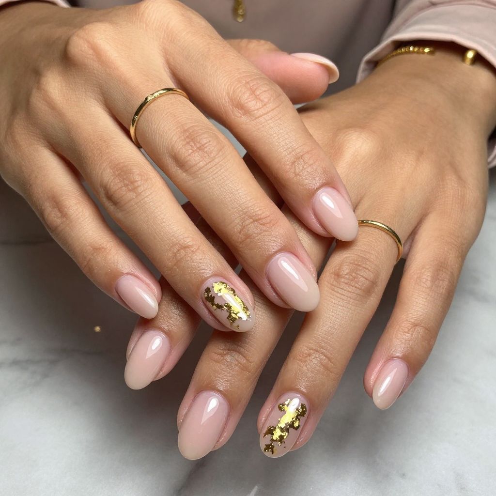Gold Foil Accent Nails