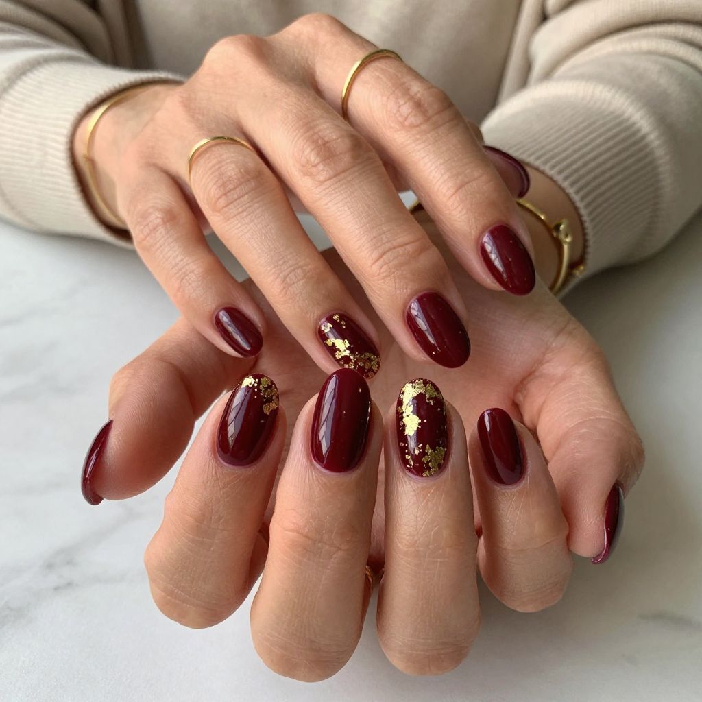Glossy Burgundy With Gold Foil