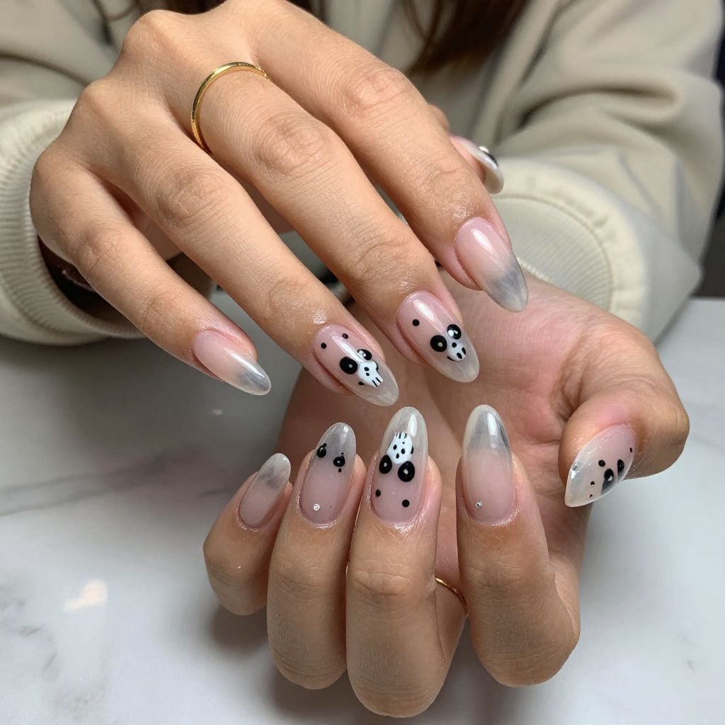 Clear Jelly Nails With Floating Skulls