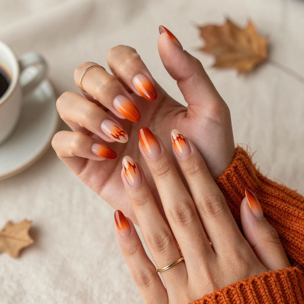Blood Orange Aura Nails