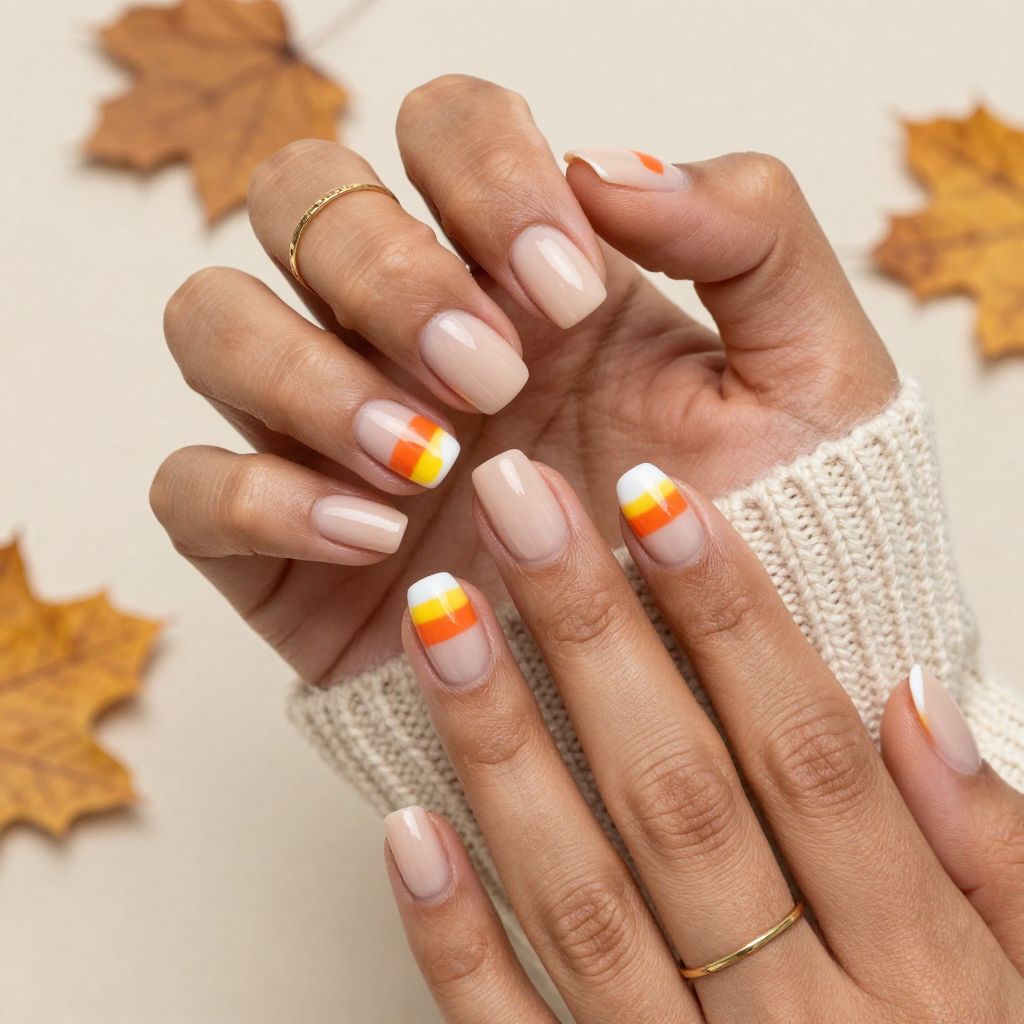 Nude Base With Tiny Candy Corn Accents