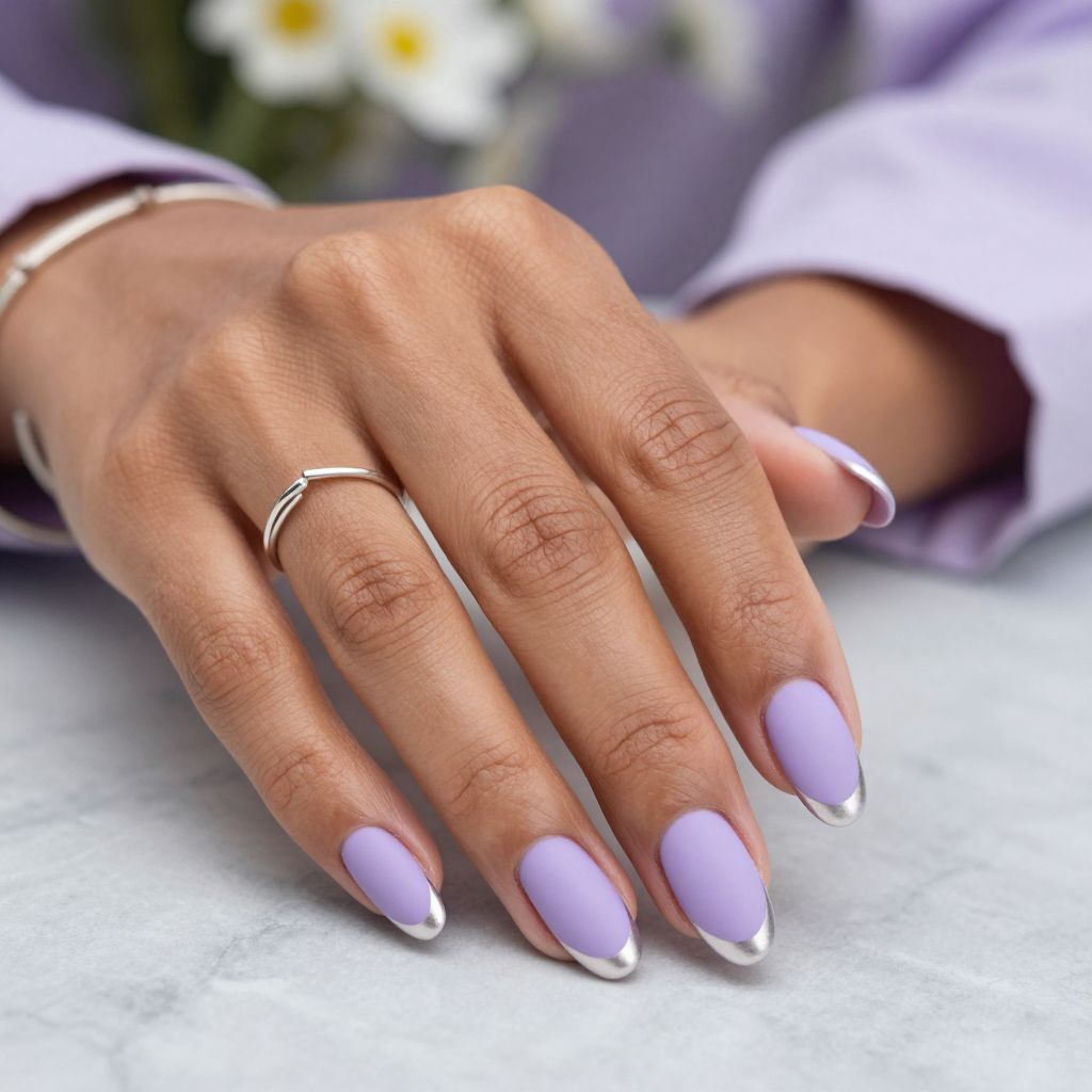 Soft Matte Lavender with Silver Tips