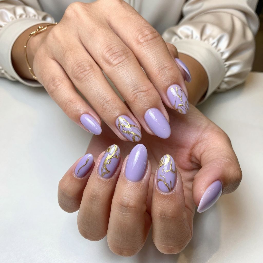Lavender and Gold Marble Effect