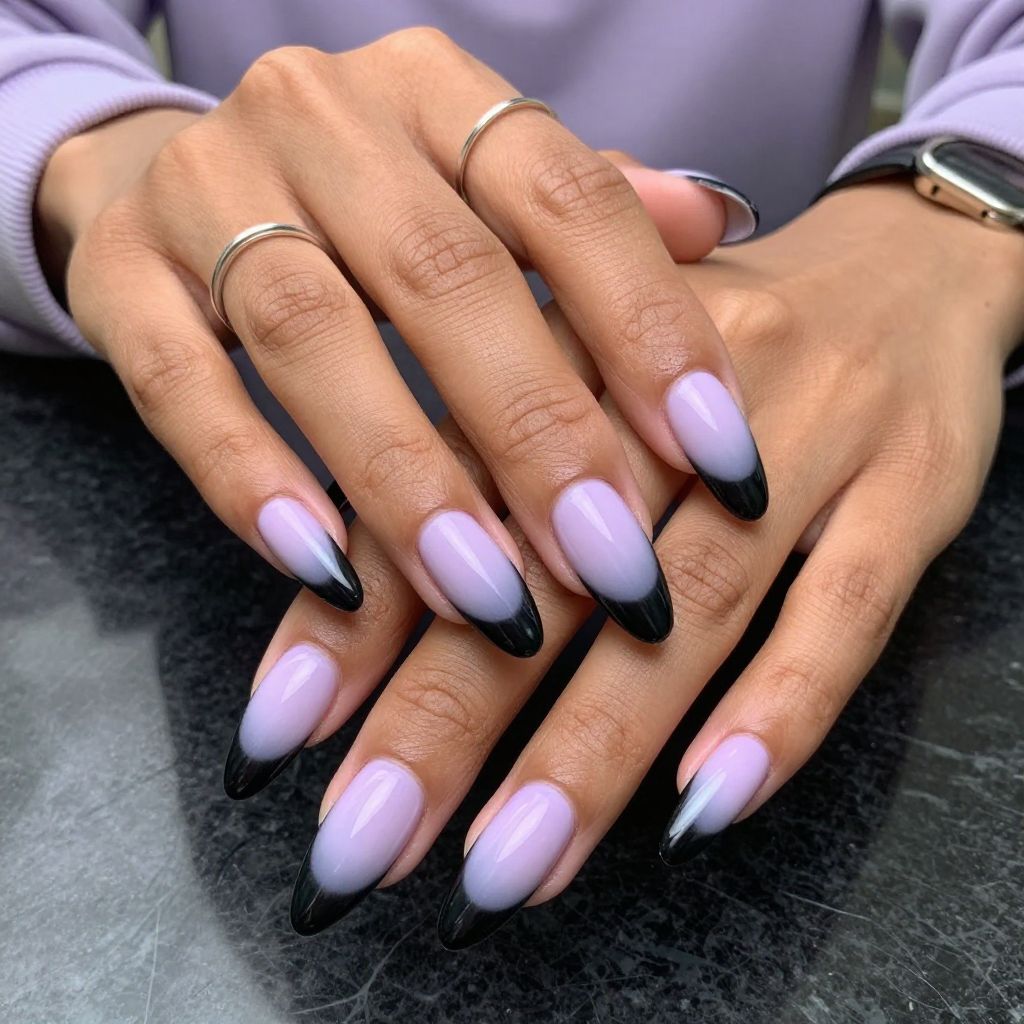 Lavender with Black Ombre Tips