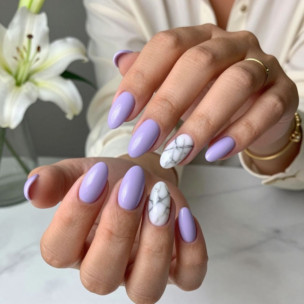 Lavender Satin Finish with White Marble Accent