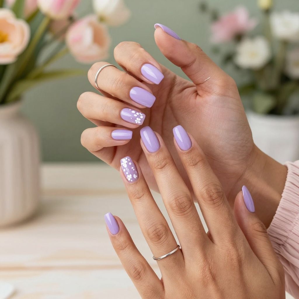 Glossy Lavender with Tiny White Florals