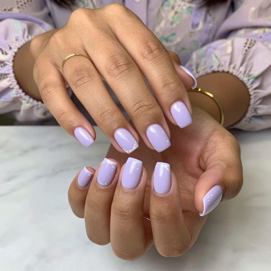 Lavender French Tips with White Accents