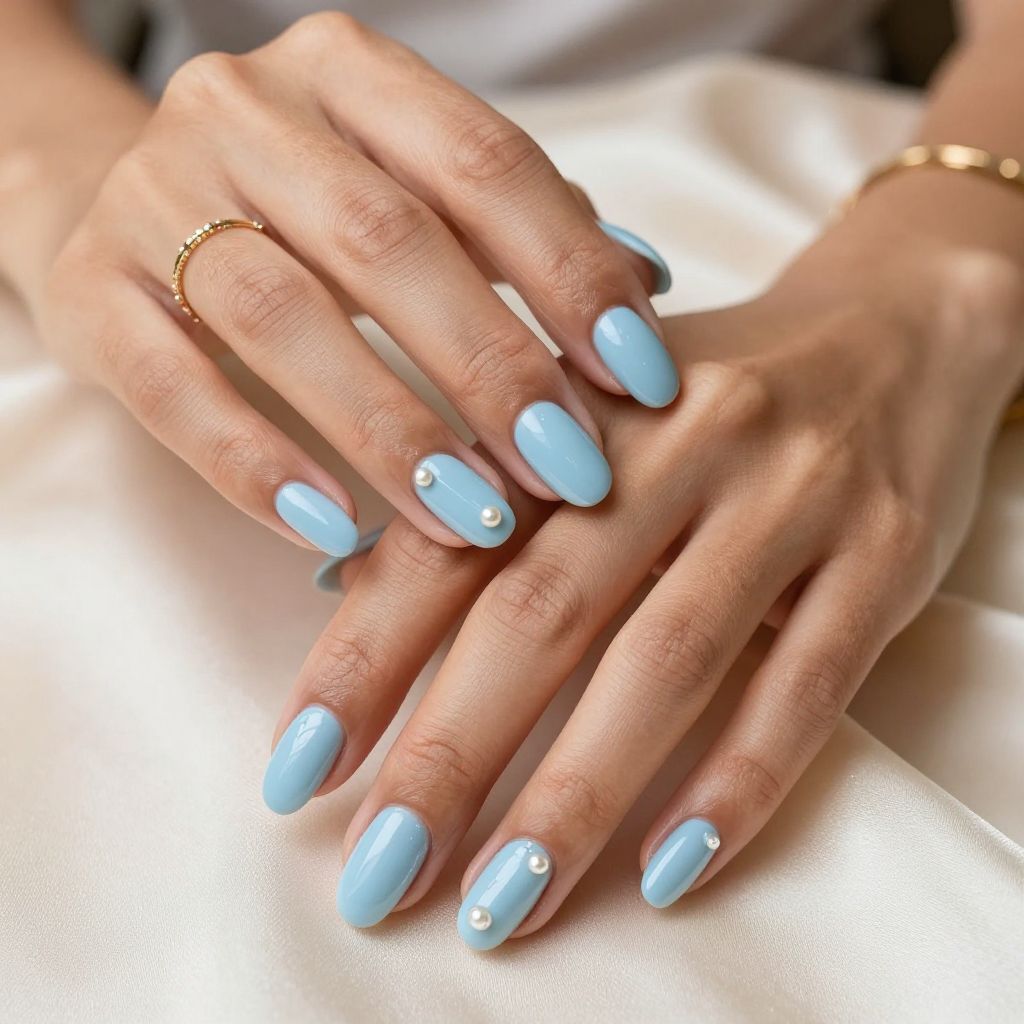 Light Blue with Pearl Embellishments