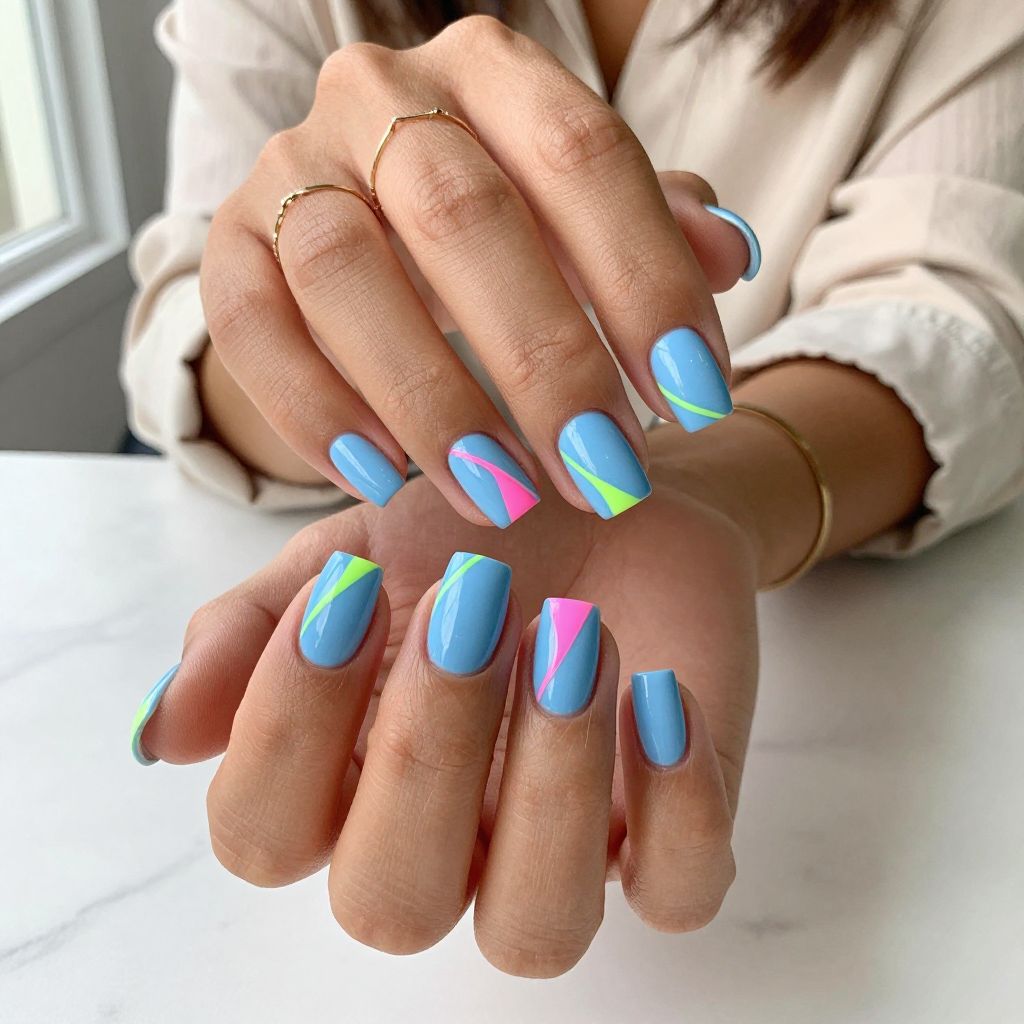 Sky Blue and Neon Stripes