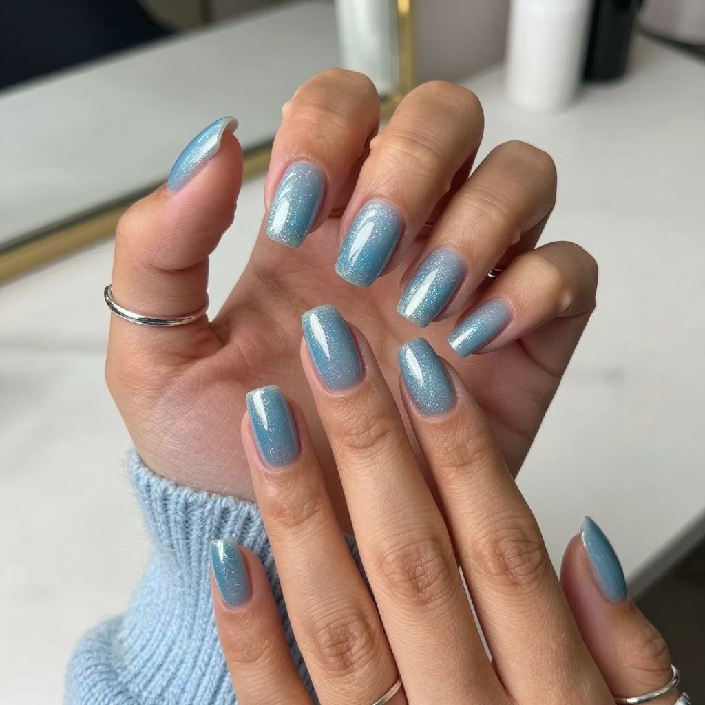Light Blue Glitter Gradient