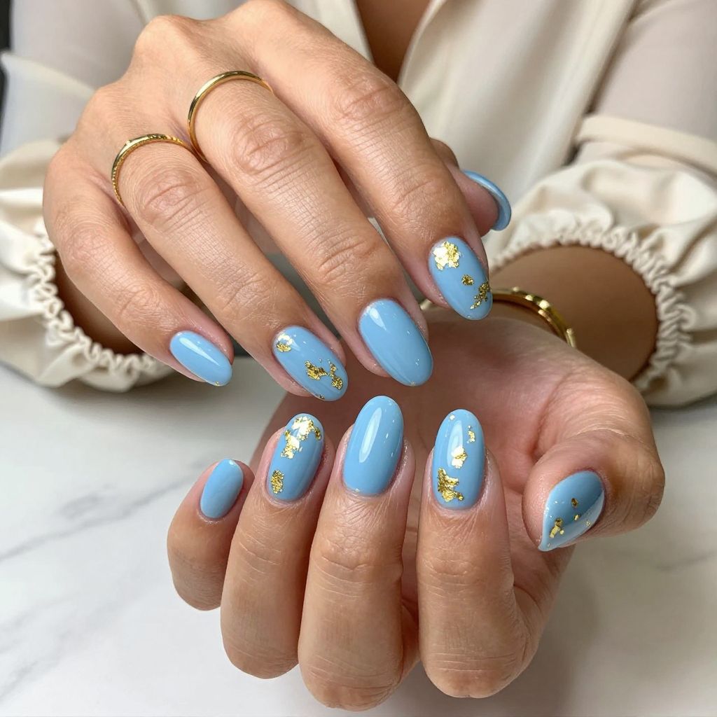 Light Blue and Gold Foil Elegance