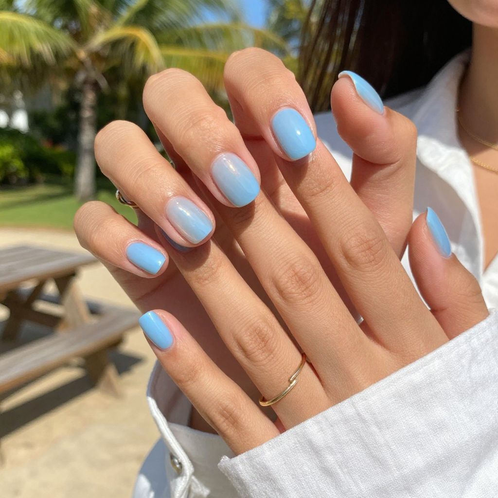 Soft Blue Jelly Nails