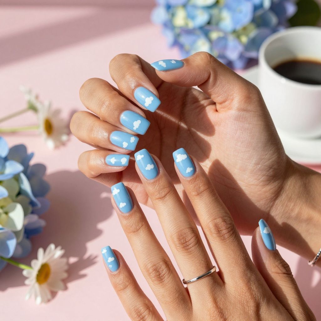 Baby Blue with White Cloud Accents