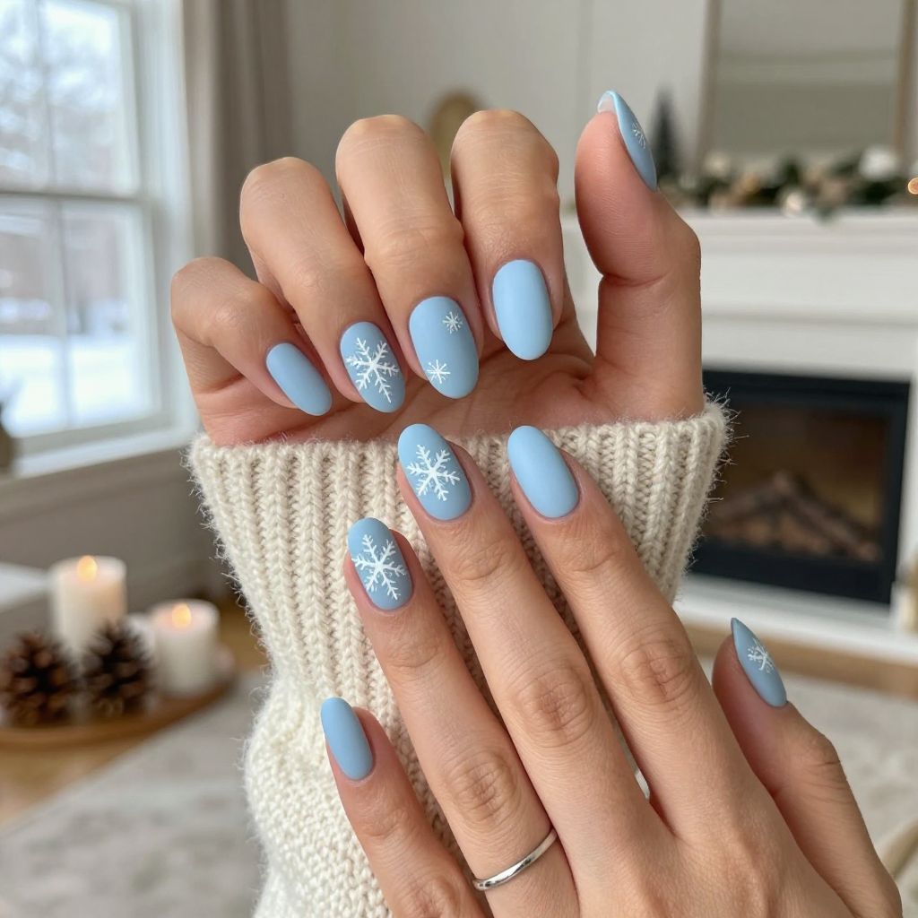 Frosted Light Blue Snowflake Design
