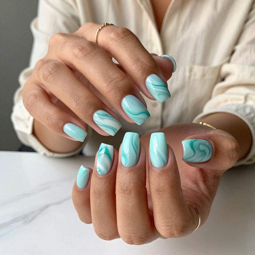 Seafoam Light Blue Marble