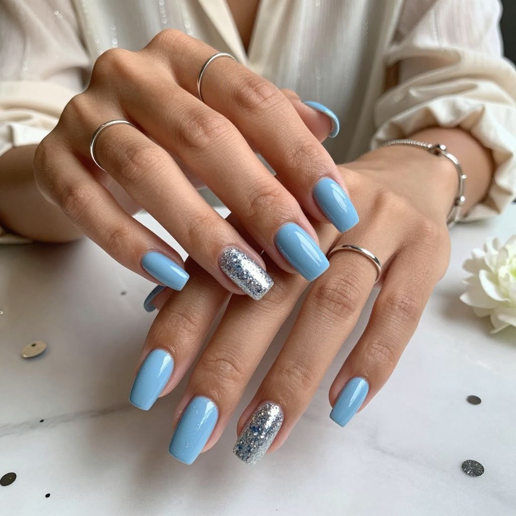Baby Blue and Silver Glitter Mix
