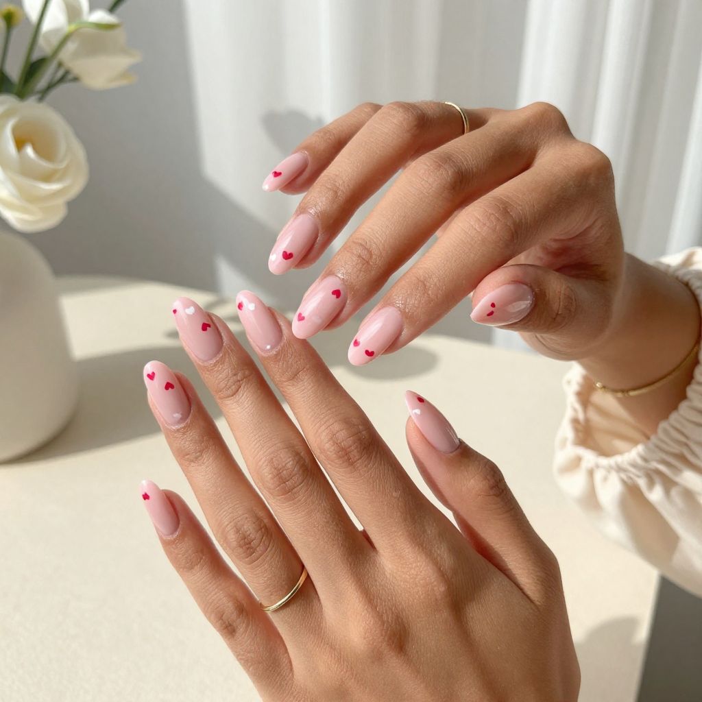 Sheer Pink with Tiny Heart Accents