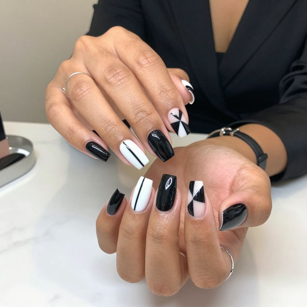 Bold Graphic Black and White Long Squares