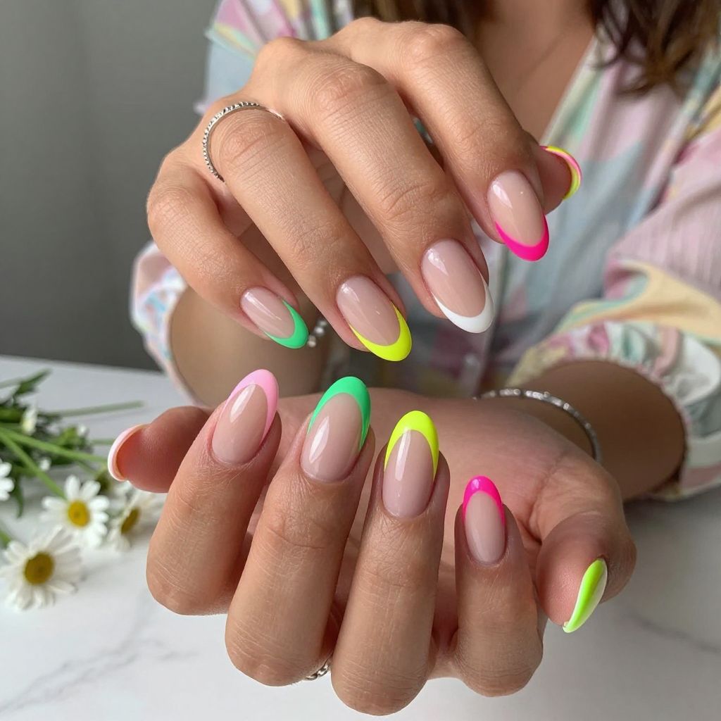 French Tip with Neon Twist