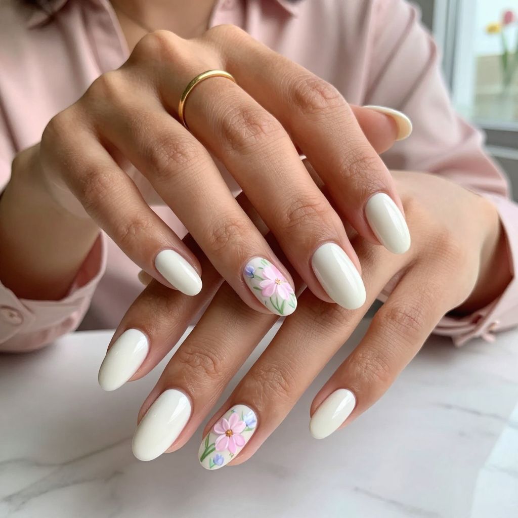 Milky White Almonds with Delicate Floral Decals